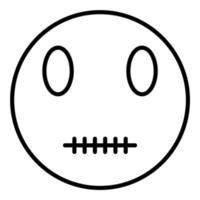 Zipper Mouth Face Line Icon vector