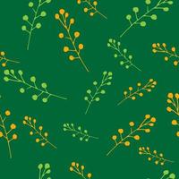 patrón de planta de vector divertido y flores de naranja