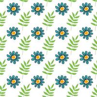 funny vector plant pattern blue flower and twig