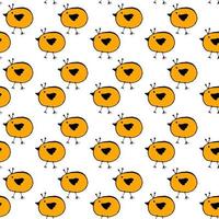 seamless vector pattern funny yellow chicken
