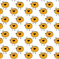 seamless vector pattern funny yellow chicken