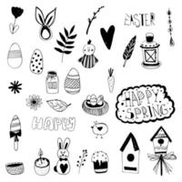 set of doodles of Catholic and Orthodox Easter vector