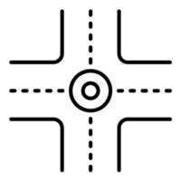 Four Way Intersection Line Icon vector