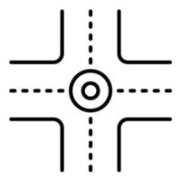 Four Way Intersection Line Icon vector