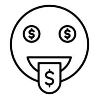 icono de línea de cara de boca de dinero vector