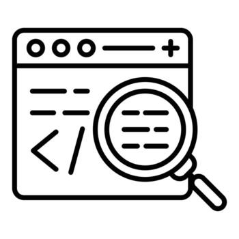 icono de línea de prueba de código vector