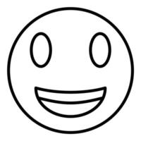 cara sonriente con icono de línea de ojos grandes vector