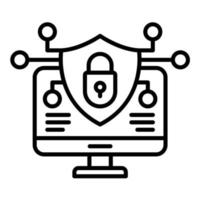 icono de línea de seguridad del sitio web vector