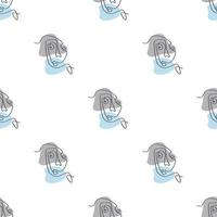 Surreal Faces One Line Seamless Pattern . Abstract Minimalistic Art design for print, cover, wallpaper, Minimal and natural wall art. Vector illustration on white background.