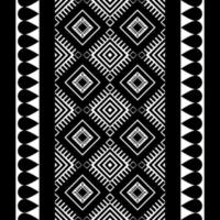 Black and white geometric ethnic seamless pattern design for wallpaper, background, fabric, curtain, carpet, clothing, wrapping. vector