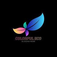 leaf eco logo colorful design gradient vector