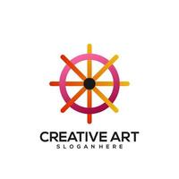 Ship logo gradient colorful design vector