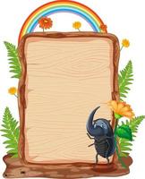 Insect with wooden frame board banner vector