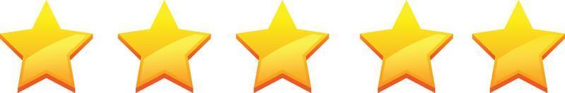 Five stars rating gold color icon vector