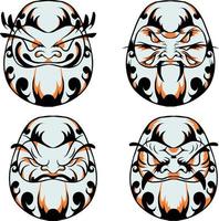 bundle daruma myth from japanese artwork vector illustration