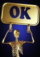 OK word and golden skeleton photo
