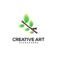 Leaf three logo gradient natural green vector