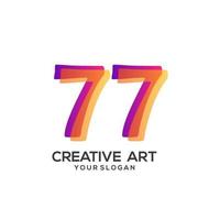 77 número logo degradado diseño colorido vector