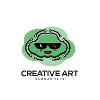 Cloud mascot design green gradient vector