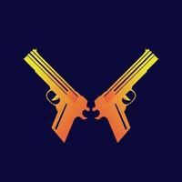 Pistol vintage logo gradient gold vector