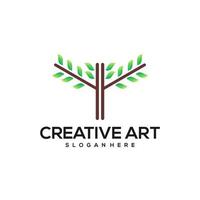 Leaf three logo gradient natural green vector