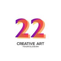 22 number logo gradient design colorful vector