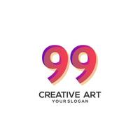 99 number logo gradient design colorful vector