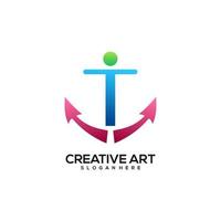 Anchor logo gradient colorful design vector