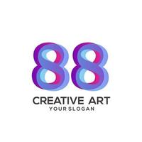 Diseño degradado de logotipo de 88 números colorido vector