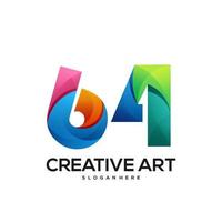 64 logo gradient colorful design vector