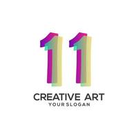 11 number logo gradient design colorful vector