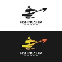Fishing ship vintage logo gradient gold vector