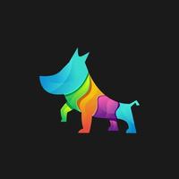 perro colorido degradado diseño gracioso vector