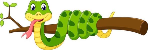 Cute green snake cartoon vector