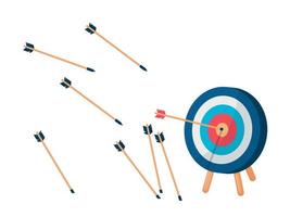 Target with arrow. Concept of business strategy and challenge failure. vector