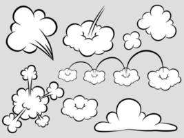 Comic style speed elements set. Bad smell smoke cloud isolated on white background. vector