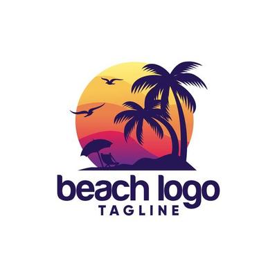 Beach Logo Design Vector Template