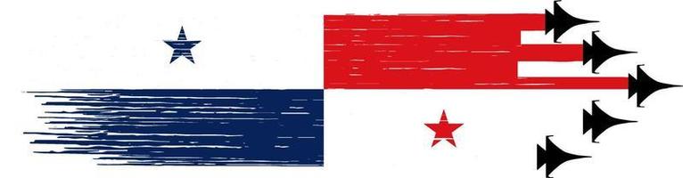 Panama flag with military fighter jets isolated on png or transparent .Symbols of Panama. vector illustration