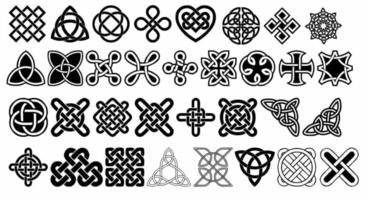 Various types of black and white Celtic ornaments