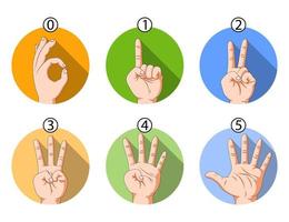 The number hand sign with the different color vector