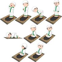 A group of procedures of praying doing by the cute boy vector