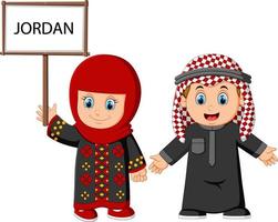 dibujos animados jordan pareja vistiendo trajes tradicionales vector