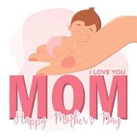 Isolated hand and baby mothers day vector illustration