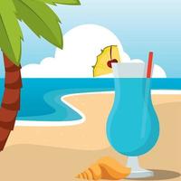 Poster coctail beach landscape summer vector illustration