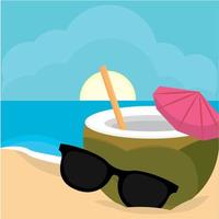 Poster coconut beach landscape summer vector illustration