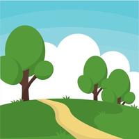 Poster trees forest landscape summer vector illustration