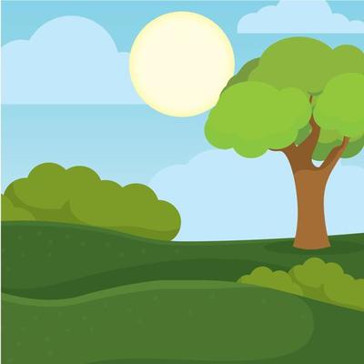 Poster field forest landscape summer vector illustration
