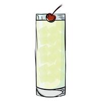 Ilustración de vector de bebida cóctel blanco cereza aislado