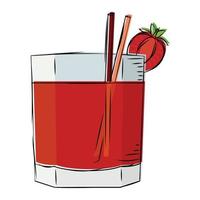 Isolated red strawberry cocktail drink vector illustration