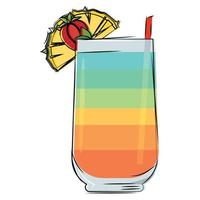 Ilustración de vector de bebida de cóctel tropical de colores aislados